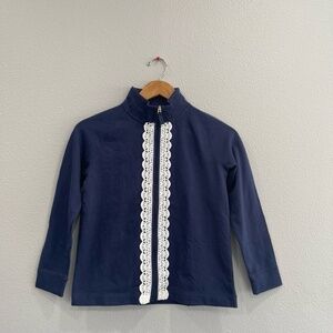 NWOT Lilly Pulitzer Navy Zip Top with Embroidery Girls XL 12-14